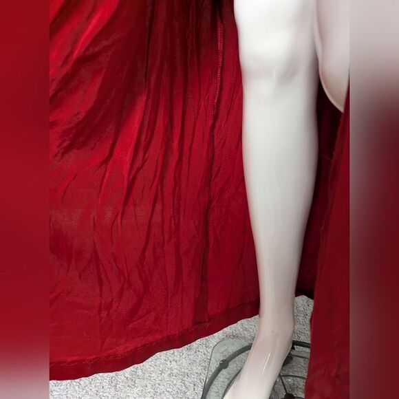 Christian Doucet Vintage 90s Red Satin Maxi Dress Women’s Formal Empire Gown - Picture 9 of 13